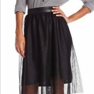 Kensie Tulle Skirt with leather accent